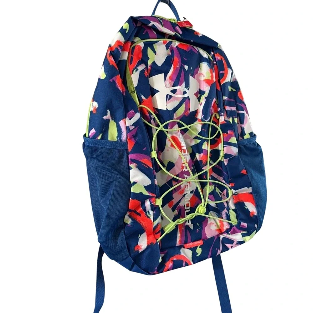 Under Armour Hustle Sport Backpack in Tech Blue Multicolor School GIFT NWT